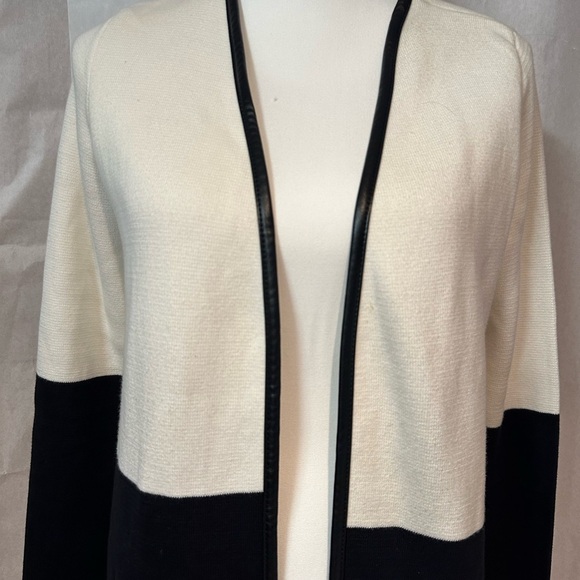 Charter Club Black and White Open Cardigan - Picture 4 of 7